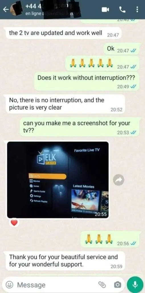 Customer sharing positive IPTV experience